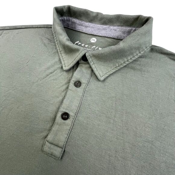 Free Fly Polo Shirt Mens XXL Green Performance Bamboo Short Sleeve Casual - Picture 1 of 9
